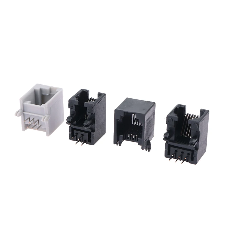 10PCS RJ11 Telephone Socket Curved Pin 95001 4P4C 6P6C 6P4C Female Jack Pcb Connector Telephone Socket