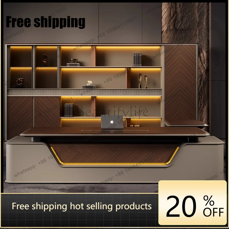 Factory direct sales   Premium boss table, desk supervisor table, high-end wood grain desk