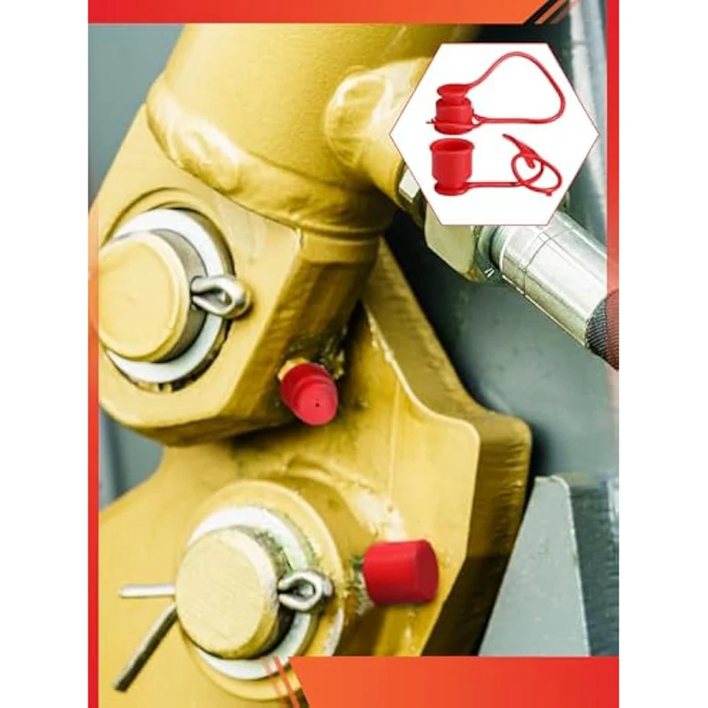 Exquisite-4Sets 1/2Inches Hydraulic Coupler Dust Cap & Plug Covers Heavy Duty Hydraulic Dust Caps For Hydraulic Couplings