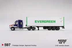 MINI GT 1:64 Western Star 49X Blue w/40‘ Reefer Container EVERGREEN Diecast Model Car