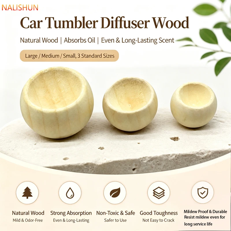 5pcs Home Decor Ornaments, Natural Wooden Essential Oil Aroma Air Freshener For Car Home Office Wardrobe Aromatherapy