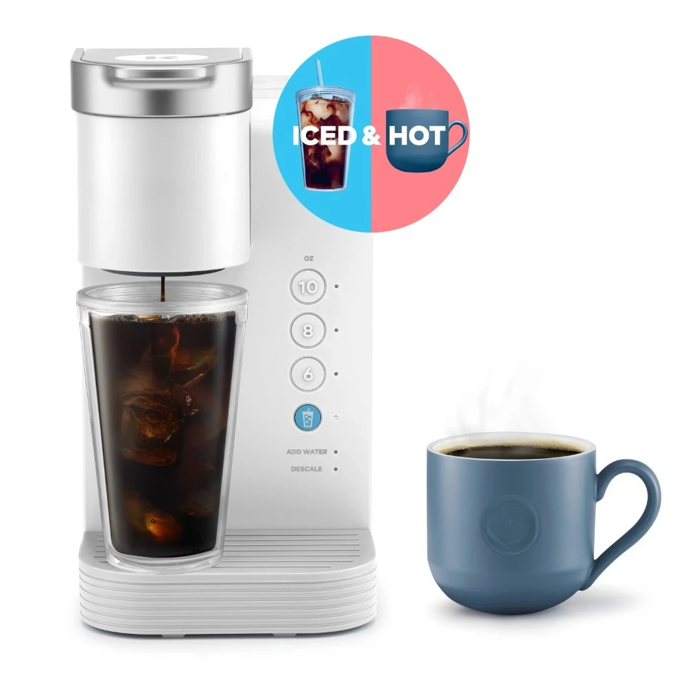 

Iced and Hot Single-Serve K-Cup Pod Coffee Maker, White