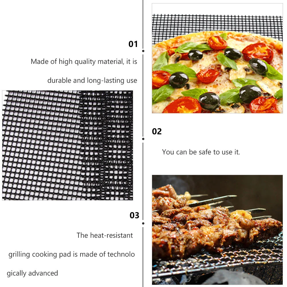 

3 pcs Barbecue Grid Mat Nonstick Heat Resistant Grilling Pad Reusable Accessories Cooking Mesh Kitchen Barbecue Pad