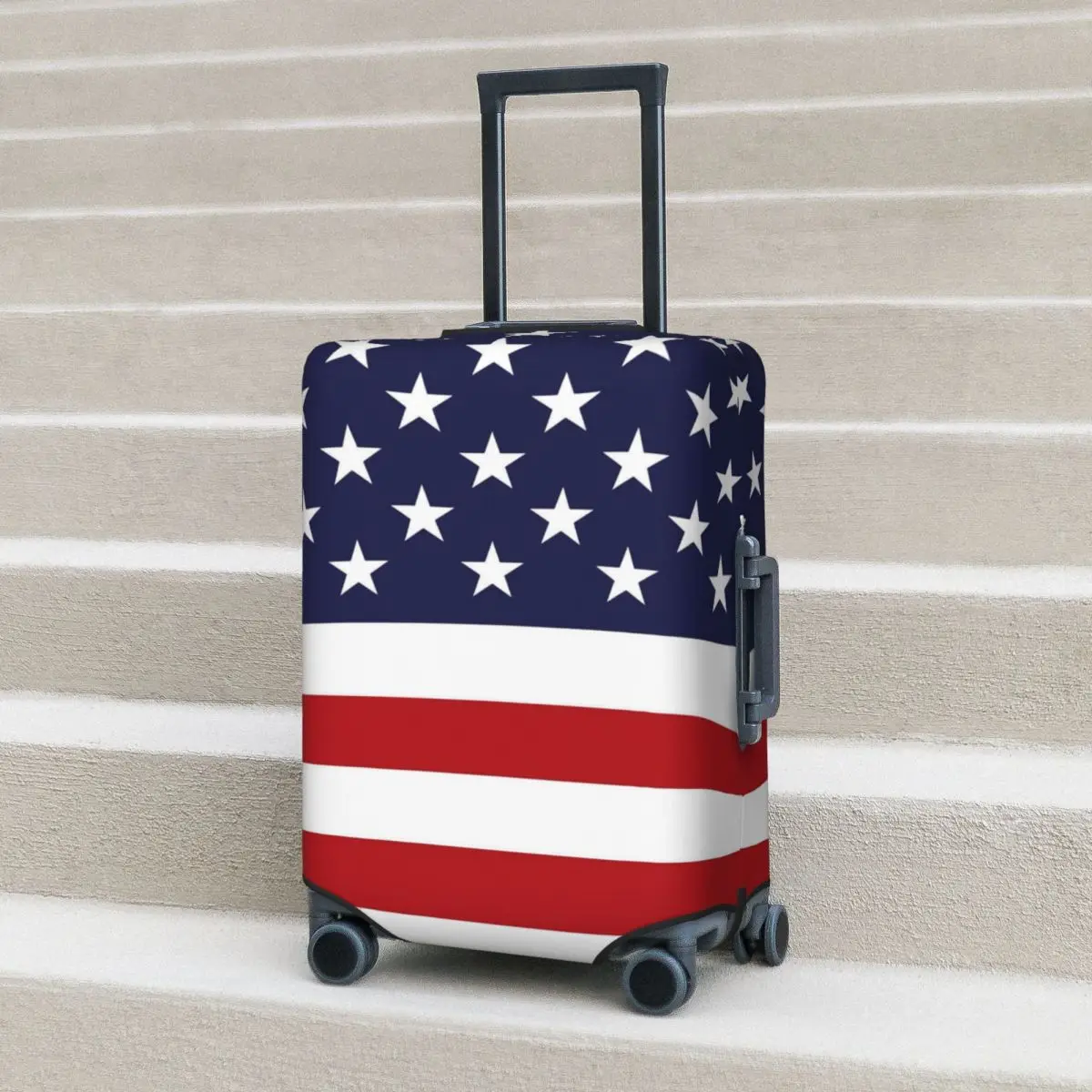 

American Flag Suitcase Cover Flight White Stars Print Practical Luggage Supplies Cruise Trip Protector