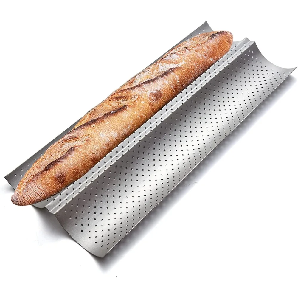 Antihaft-Baguetteformen Perforierte Baguette-Backbleche Wiederverwendbare Handgemachte Brotbackform für Französisches Brot Toast Backzubehör