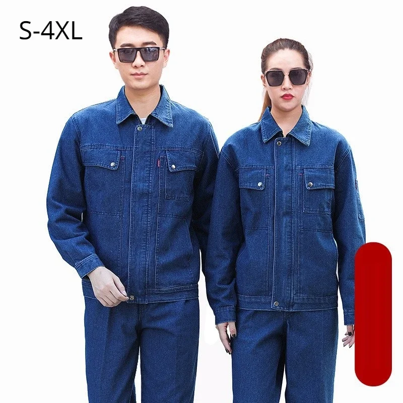 

Welding Suit Wear Resistant Durable Denim Worker Uniforms Welder Coveralls Safety Workwear Electrical Workshop Working Clothing