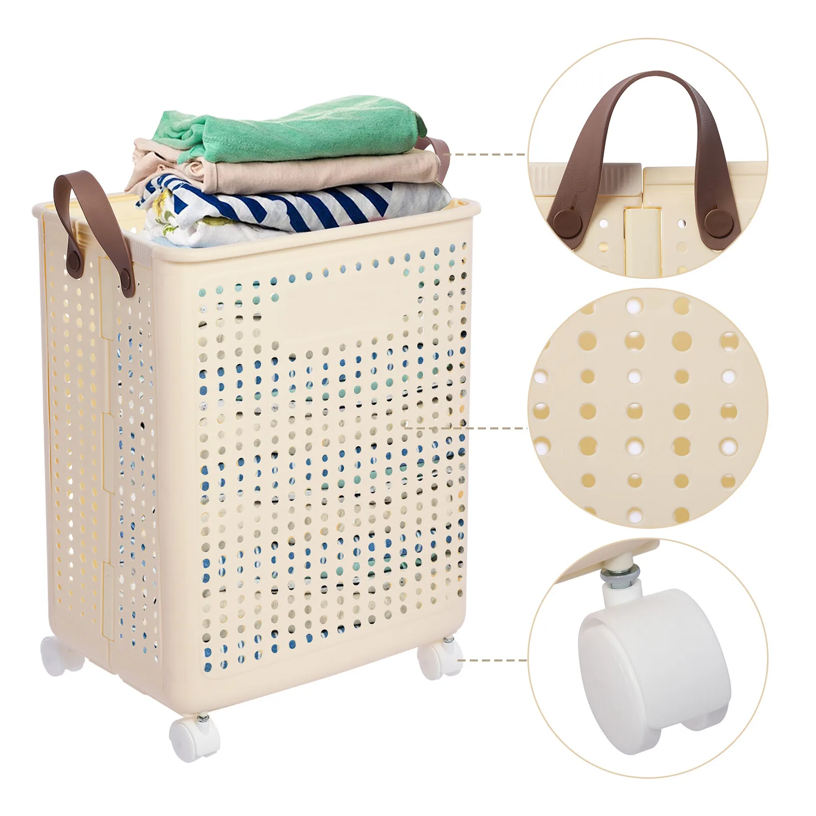 

Foldable roller laundry basket with wheels