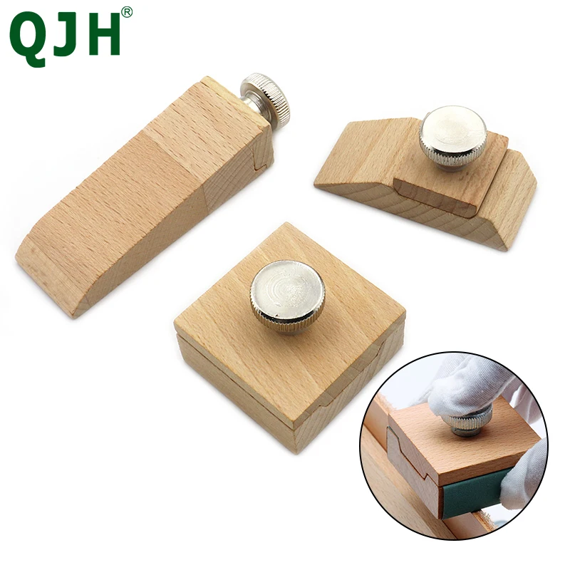 1 Stück Holz-Polierblock mit Schleifpapier, Multifunktionales Lederhandwerkswerkzeug zur Kantenversiegelung & Polierung, Holz-Schleifpapierhalterung