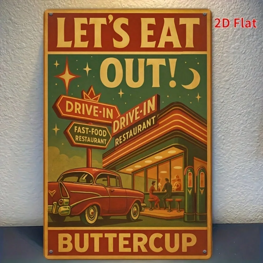 

Vintage Metal Tin Sign 8x12 Inch, Retro Drive-In Restaurant Wall Art Plaque for Home Decor, Bar, Garage Man Cave & Cafe Wall Dec