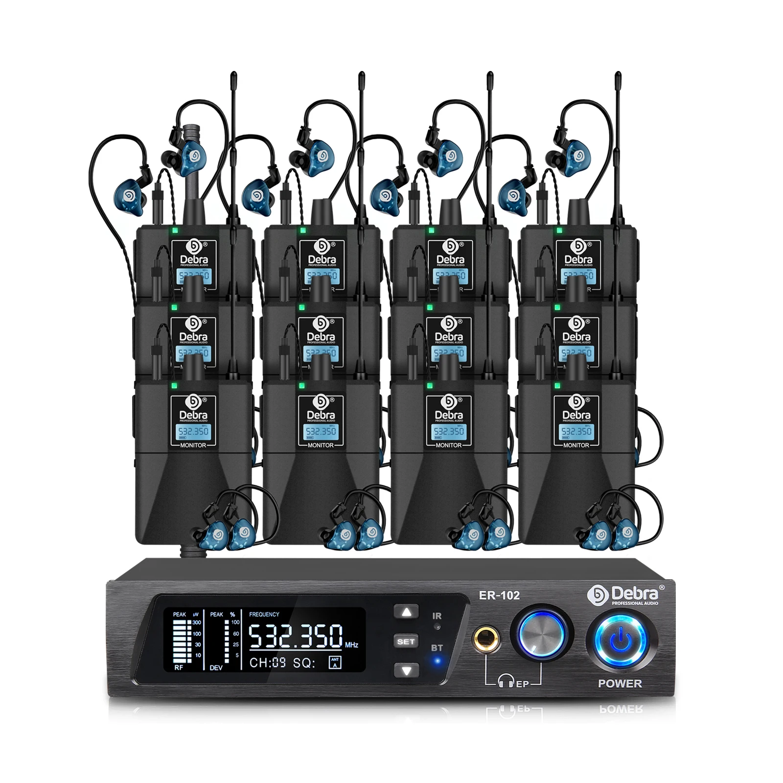 Debra ER-102 Professionelles kabelloses In-Ear-Monitorsystem, UHF-Band mit Bluetooth 5.0-Unterstützung, für Bühnenauftritte, Schlagzeuger – Detail 27