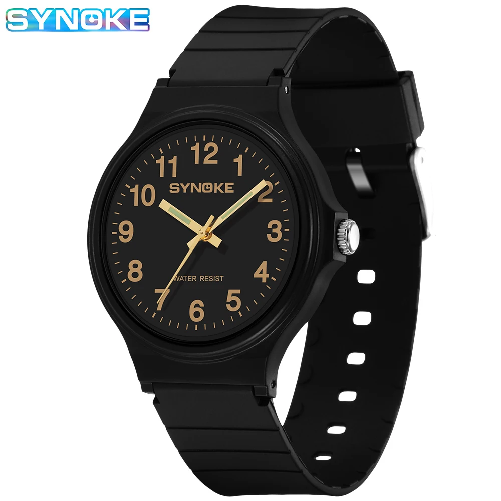 Synoke Student Thin Watch Minimalist Fashion Quartz Watch Men and Girls Waterproof Sports Watch Large Digital Display