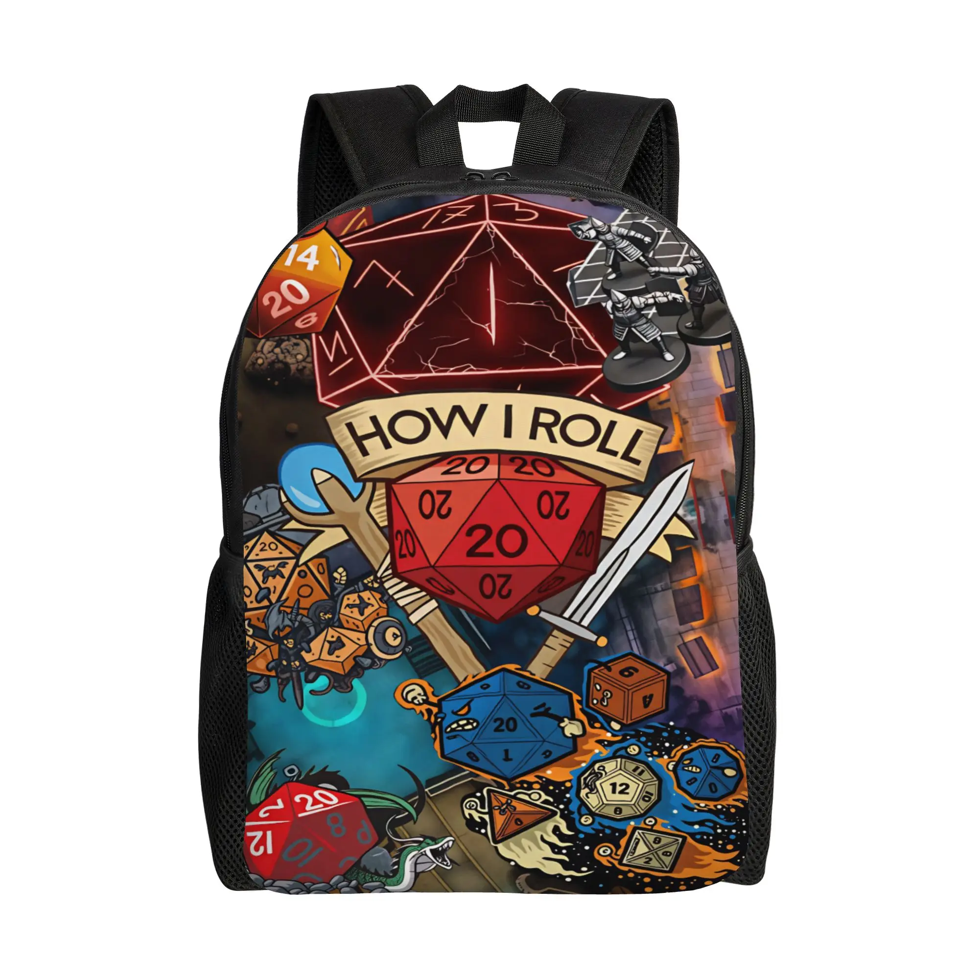 Dungeon Dragon DND Backpack  Travel Backpacks Female Cute School Bags Colorful Print Rucksack