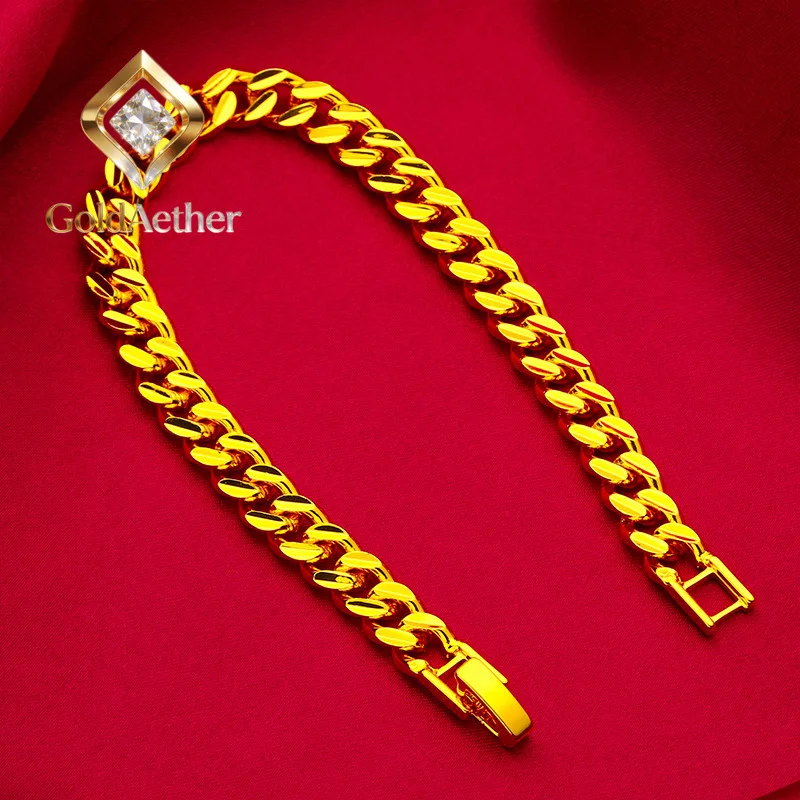 

GoldNouveau AU999 Watch Buckle Bracelet Women's 24K Gold - Shiny watch buckle, non-deformable chain, value-preserving,top jewelr