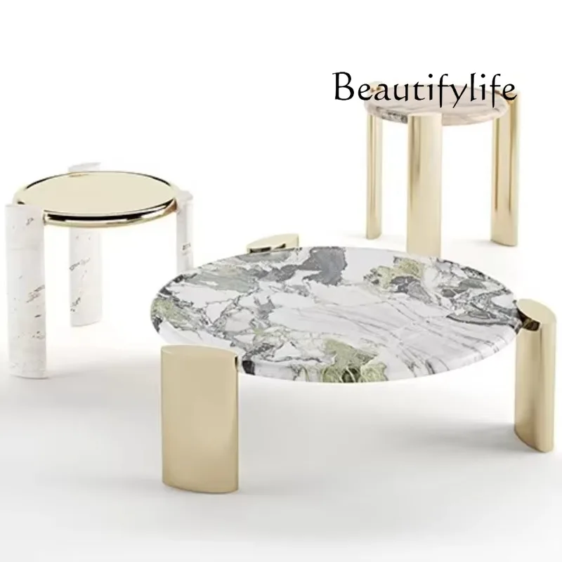 0 Marble Tea Table Simple Modern Round Size Tea Table Combination