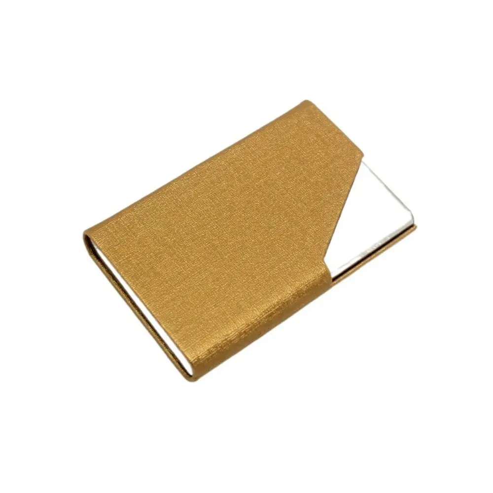 Creative PU Leather Card Holder Magnetic Stainless Steel Name Card Case Portable Durable Name Card Storage Office