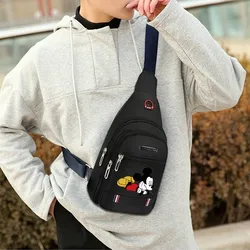 Disney-Bolso de pecho de Mickey y Minnie Mouse para hombre, bolso cruzado de moda, mochila informal para deportes al aire libre, bolsa de almacenamiento de tendencia