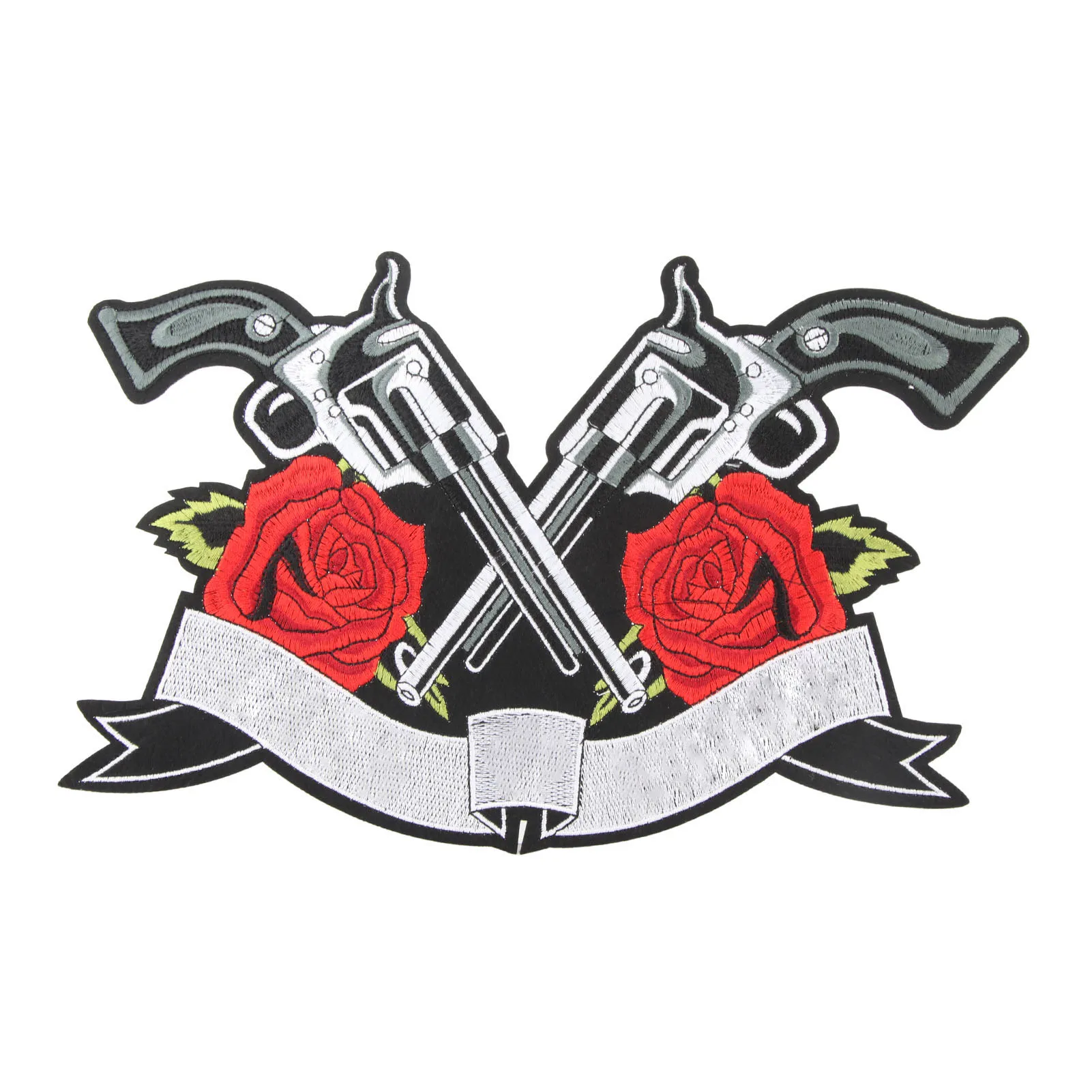 Generic Embroidered Flower and Gun Iron On Patch for DIY Jackets Shirts Handbags for Stand Out Appearance Repairing and