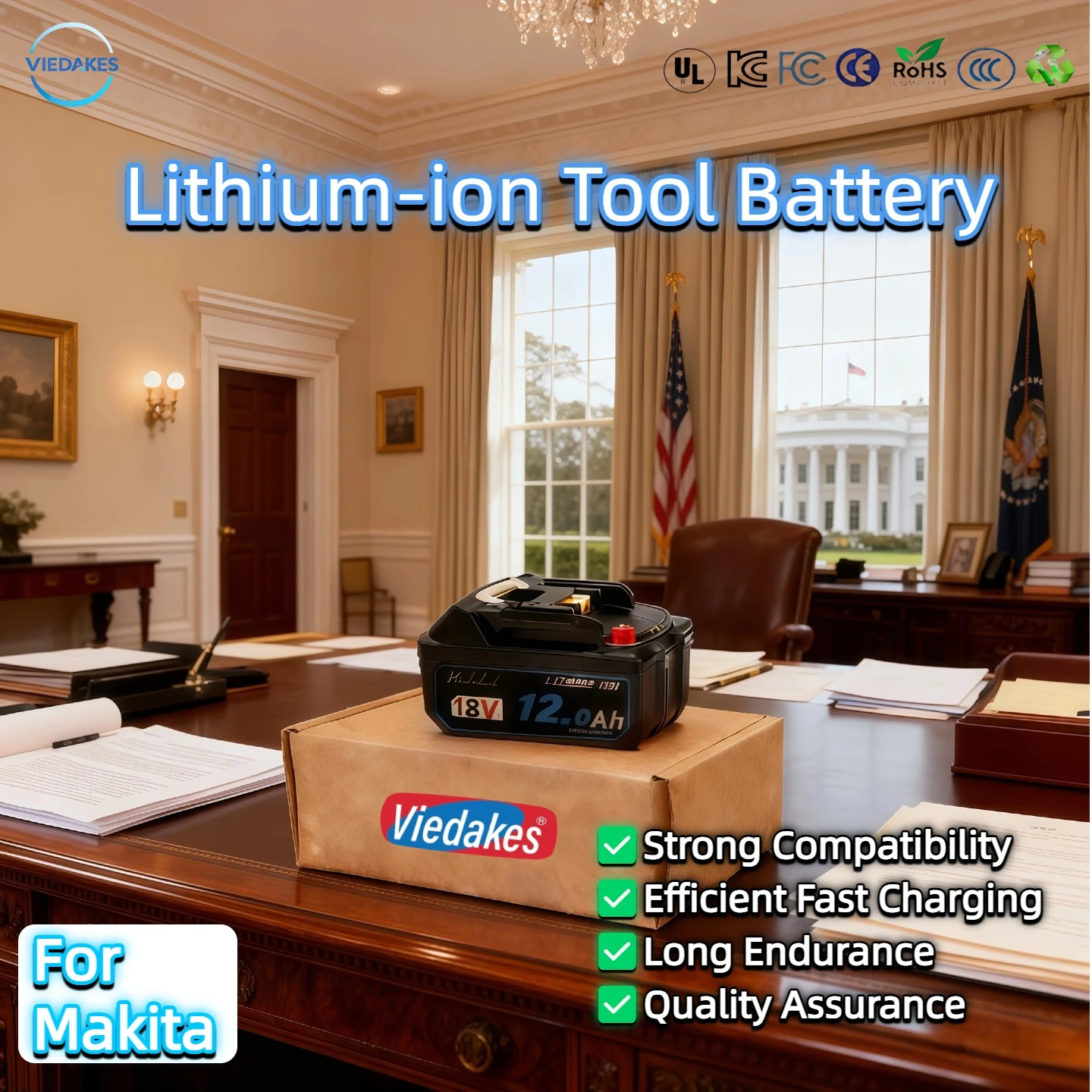 

Original for Makita 18V battery 12.0AH rechargeable battery charger BL1840 BL1830B BL1830B power tool battery