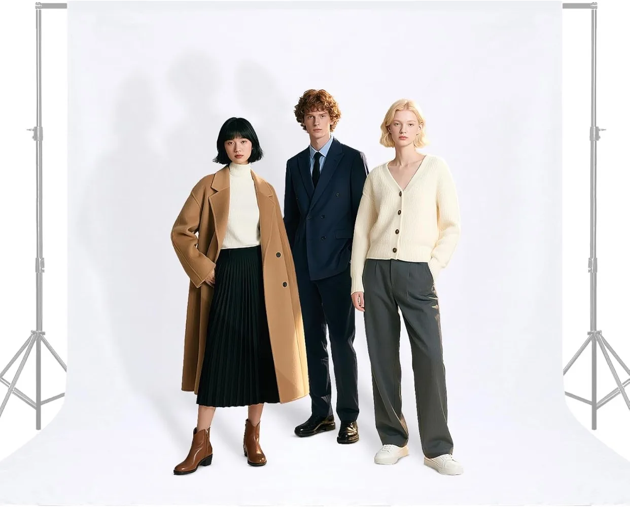 خلفية تصوير من القماش الناعم باللون الأبيض والأسود والأخضر لالتقاط الصور، وخلفيات شاشة عالية الكثافة لفيديو الاستوديو