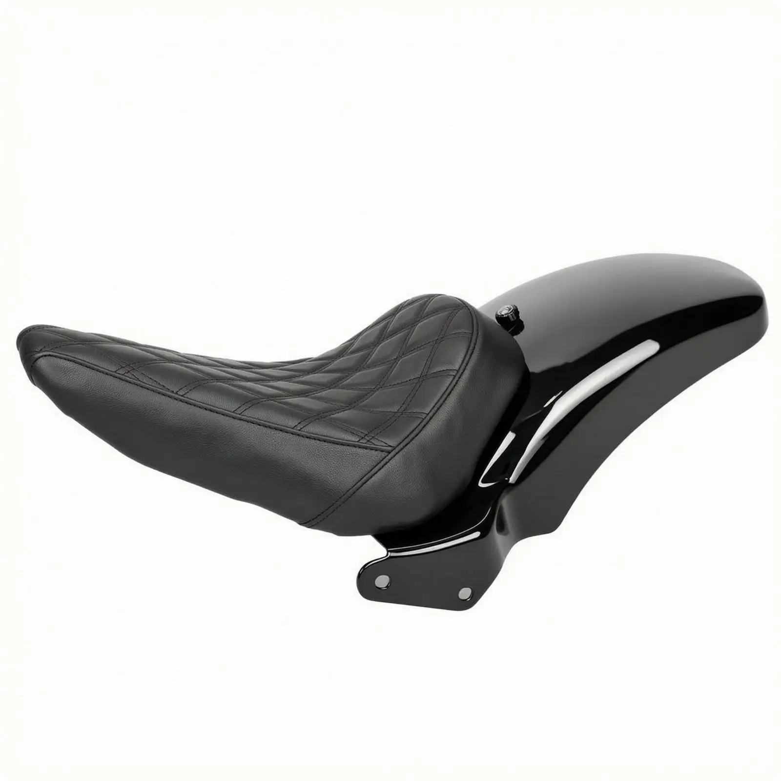 Universal Motorcycle Seat Fender Kit with Diamond Stitching and PU Leather Cushion for Retro Bike Fenders Replacement