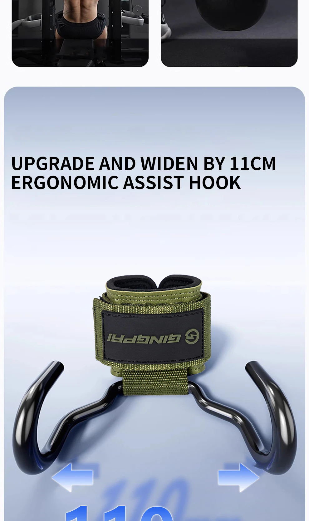 Gewichtheben Haken Griffe mit Handgelenk Wraps Hand-Bar Handgelenk Strap Gym Fitness Haken Gewicht Strap Pull-Ups Power Lifting Handschuhe – Detail 4