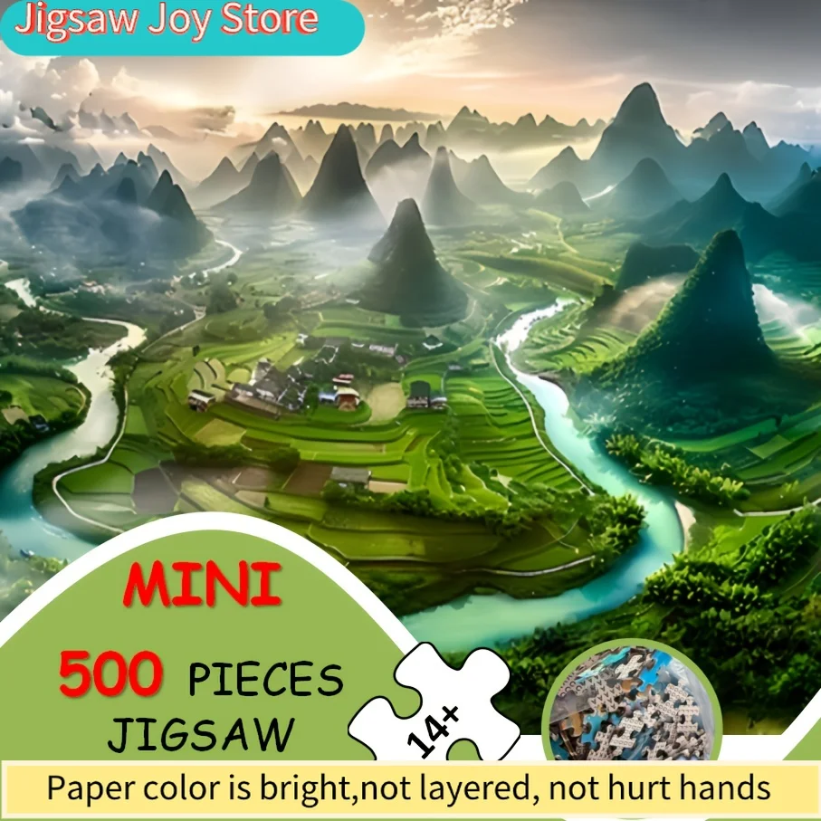 

Chinese Landscape Puzzle for Adults - Giant Terraced Rice Fields & Karst Mountains of Guilin, China, Challenging Large-Scale