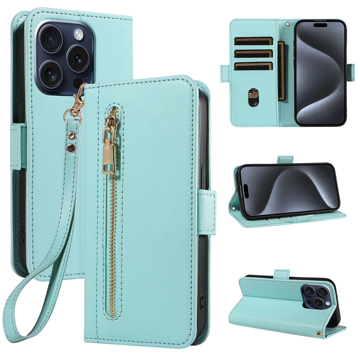 

Кожаный чехол для Iphone13promax 13mini 12promax 12mini 11promax 7 8plus XS XR XSMAX, флип-кошелек на молнии, чехол для телефона из искусственной кожи