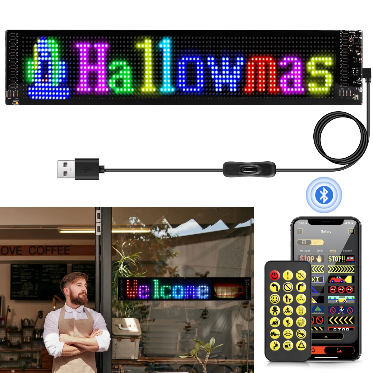 Home Decorative Wall Lamp Christmas Holiday LED Wall Light Car Cafe Advertising Display Screen Subtitle Scrolling Letters Logo