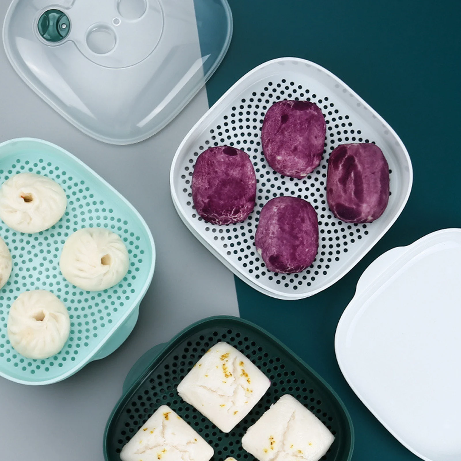 طبقة واحدة باخرة البلاستيك الميكروويف آمنة الغذاء الصف مقاومة للحرارة المطبخ باخرة للخضروات الزلابية الكعك #6