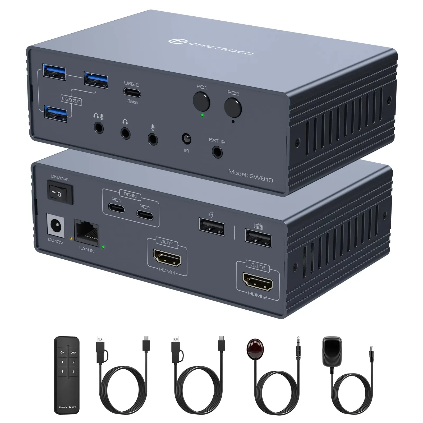 

KVM-переключатель для 2 мониторов и 4/3/2 компьютеров, док-станция 4K@120Гц для M1/M2/M3/M4 с Ethernet, USB 3.0/USB-C Thunderbolt 3/4/5