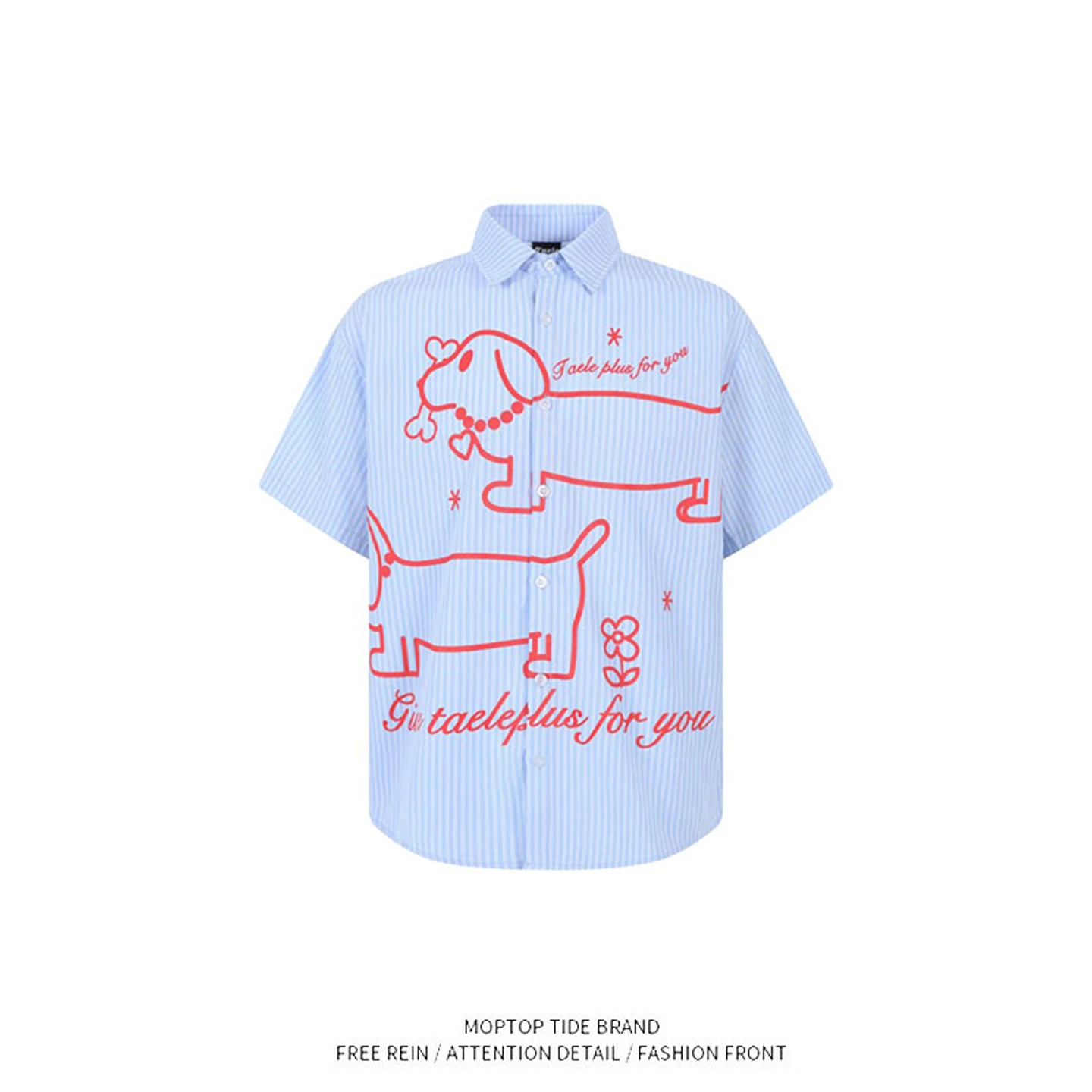 

Модный повседневный топ из полиэфирного волокна с принтом американского такса в полоску для пар, свободного кроя