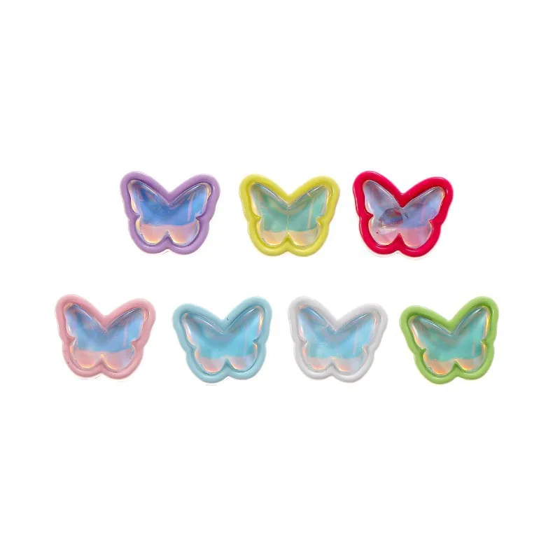 5pcs Zinc alloy paint colored butterfly perforated beads DIY mobile phone chain bracelet beaded bead spacer jewelry accessories