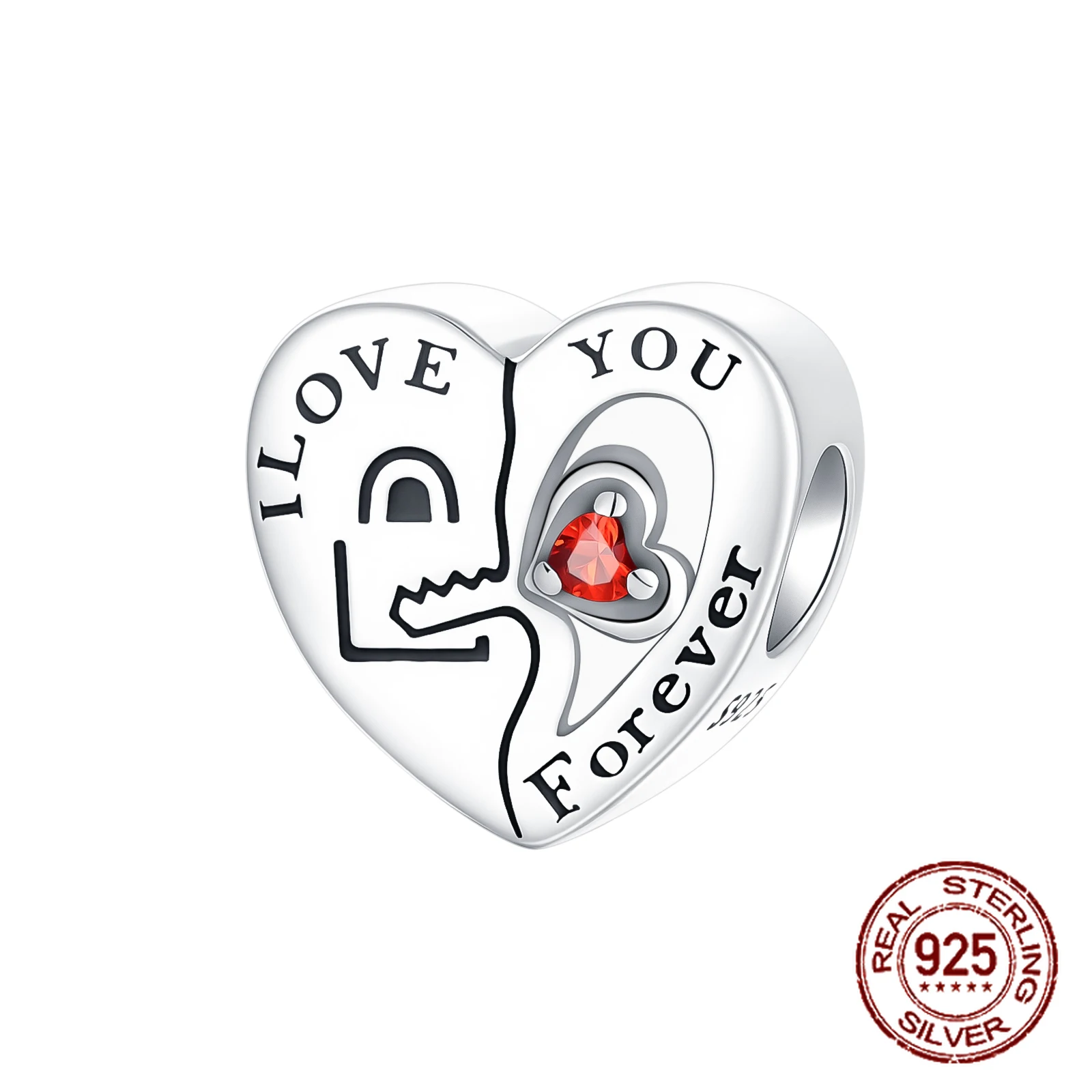 

925 Sterling Silver I Love You Forever Beads Heart Key & Lock Motif Charm Fit Original Charm Bracelets Women DIY Jewelry Gift