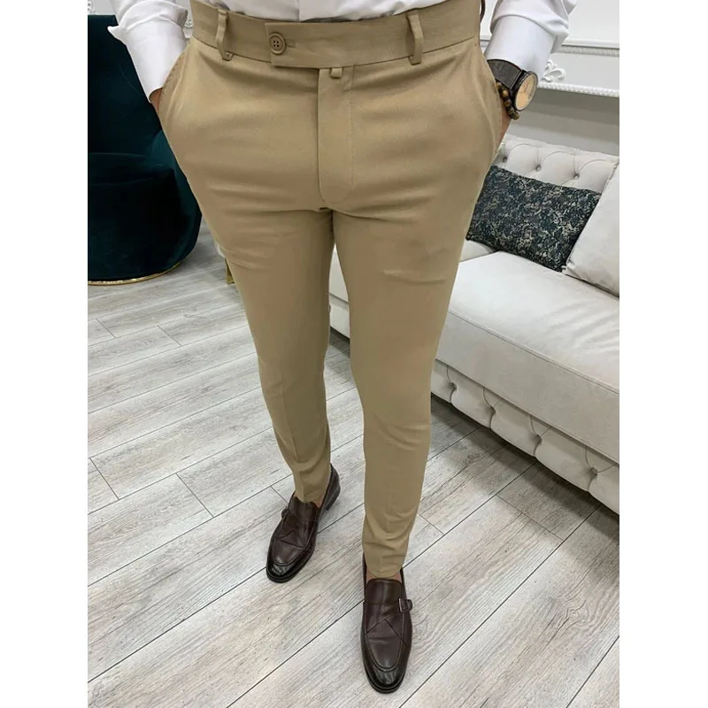 Men\'s Casual Pants Soft Tight Stretch Trousers For Business Social Office Workers Interview Party Wedding Men\'s Suit Pants S-3XL