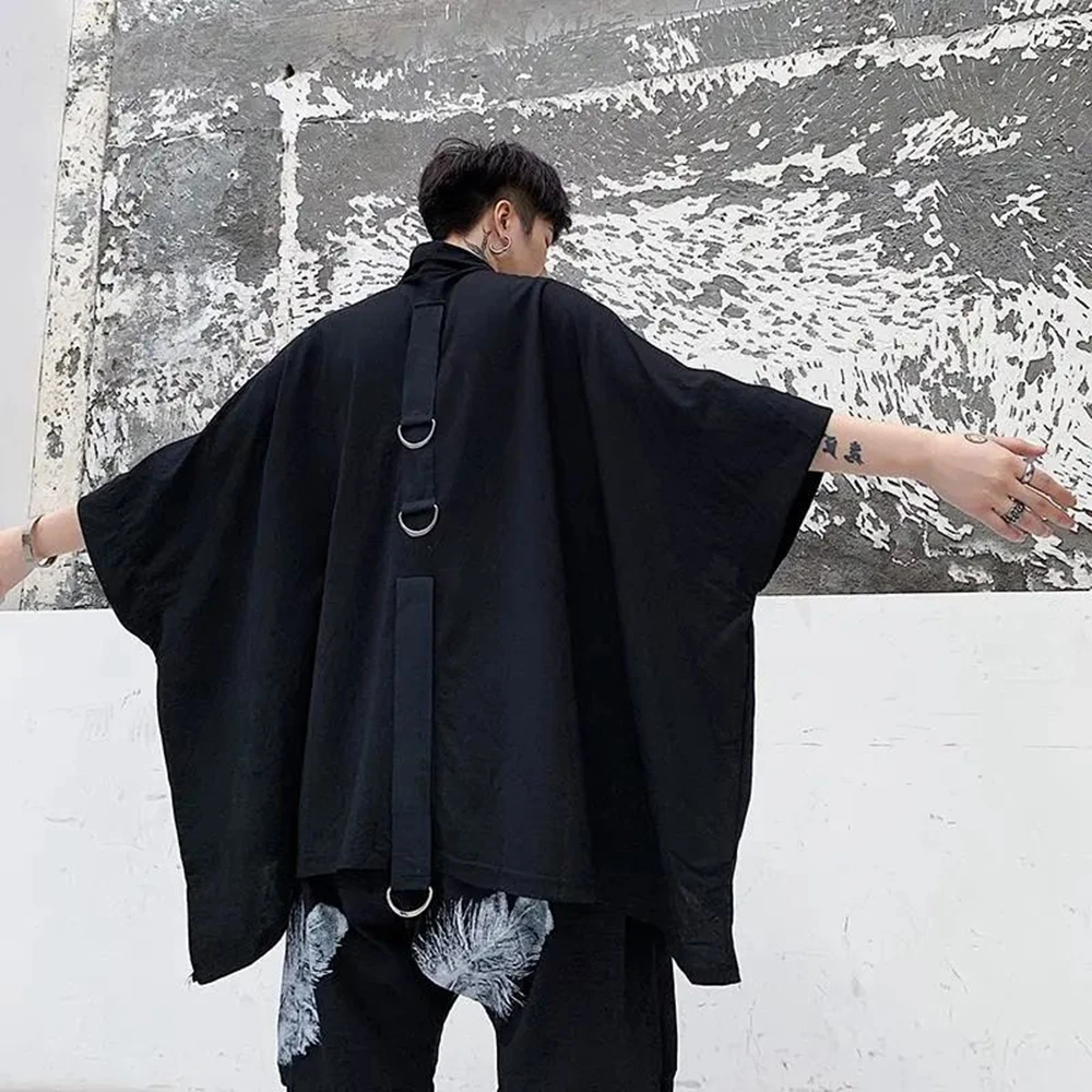 

Мужская весенняя футболка большого размера, темная футболка с рукавами «летучая мышь» Y2k, модная повседневная повседневная уличная молодежная нишевая верхняя мужская одежда 2025