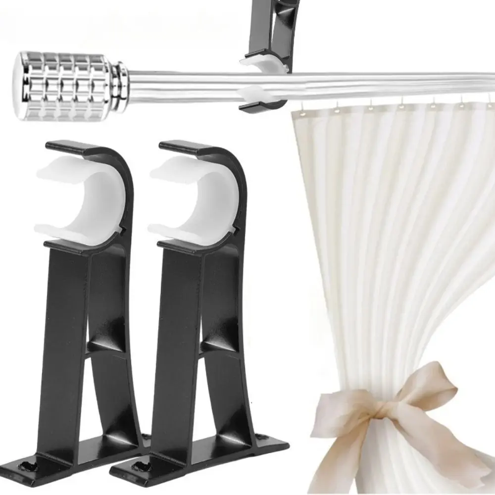 New Aluminum Alloy Curtain Rod Support Heavy Duty Single Metal Roman Rod Bracket with Screws Curtain Fixing Clip