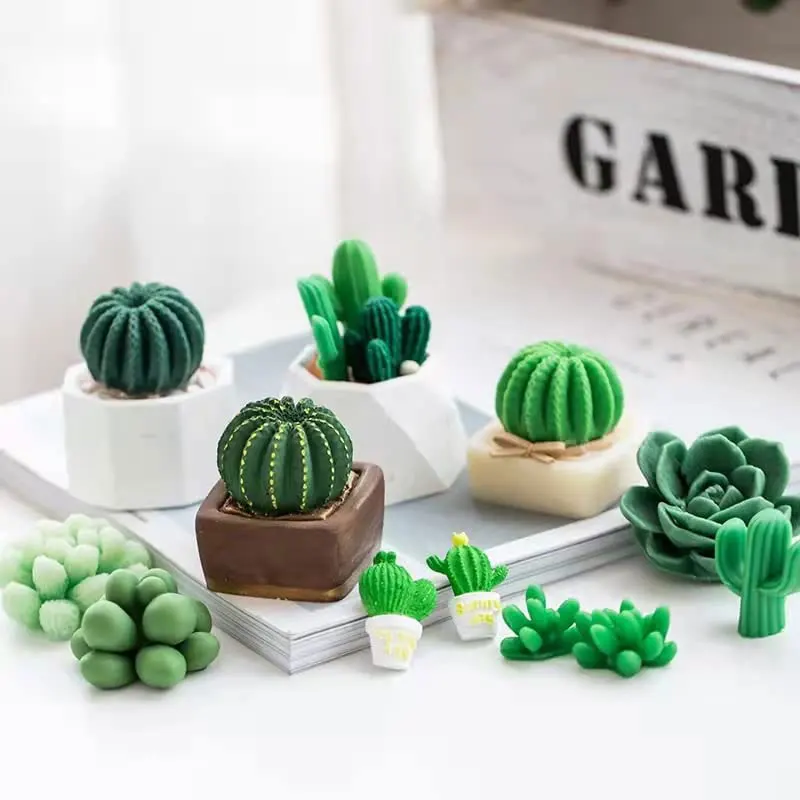 1PC DIY Succulent Silicone Candle Molds 3D Cactus Flower Plants Casting Mould for DIY Candle Fondant Soap Epoxy Resin Crafts