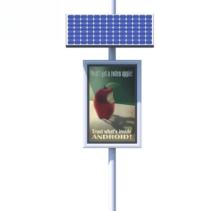 New Unipole Outdoor Advertising Scrolling Solar Power Light Pole Sign Board Light Box