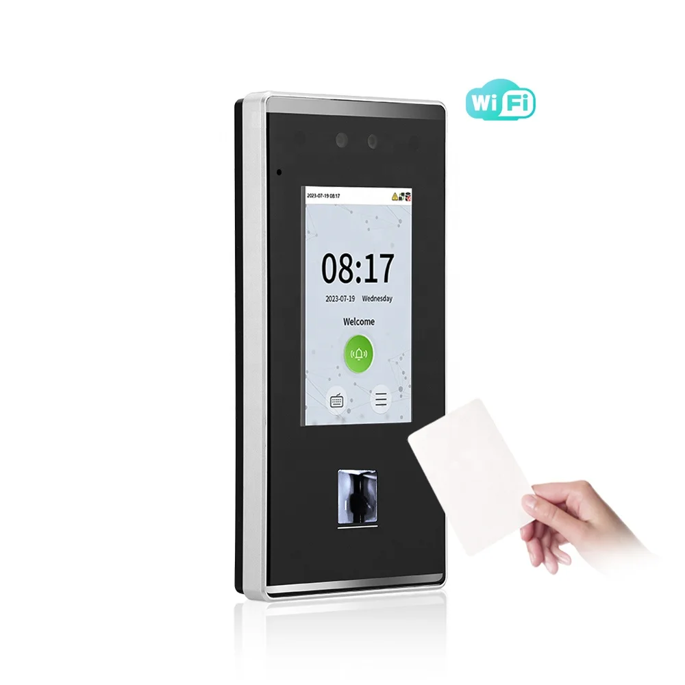 IP65 Waterproof In-glass Optical Fingerprint/Face Recognition Biometric Time Attendance System WIFI TCP/IP/USB Port FacePro1-QR