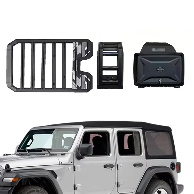 Aluminum Alloy Car Roof Cargo Luggage Rack Baskets Side Ladder Side Box for Jeep Wrangler JL 4door 2door 2018-2026