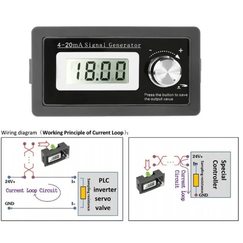2-wire 4-20mA Current Signal Generator Panel-mounted Current Loop Generator 4 to 20mA Simulator High Precision Module