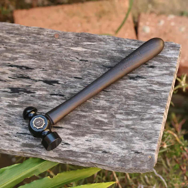 Leather Craft Hammer, Stonewashed, Double Head, HRC 54,Handmade 45# Steel Hammer with Ebony Handle, High-End EDC