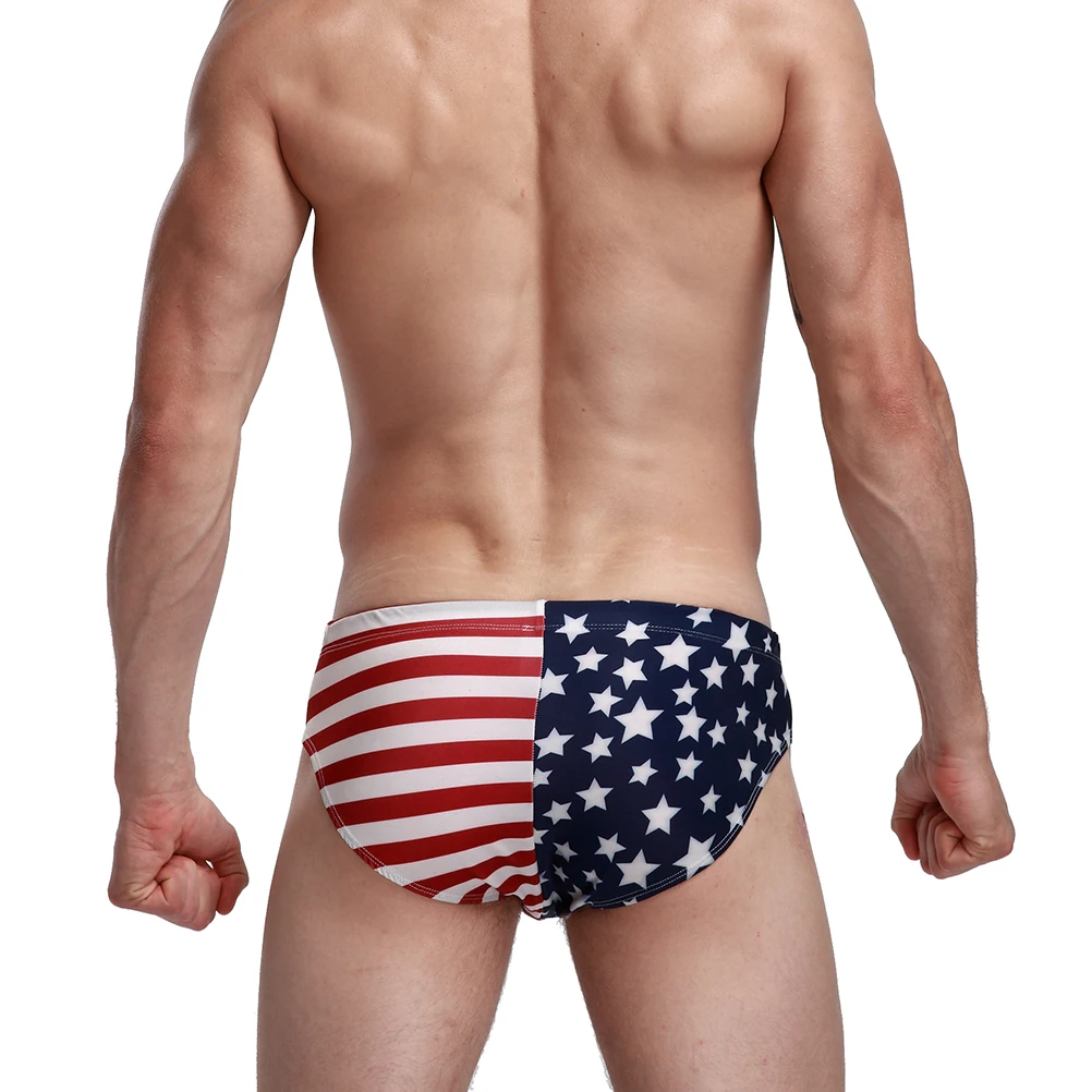 

Stylish Men Beach Swim Brief Usa Flag Graphic Quick Dry Athletic Swimwear for Outdoor Sports Blue Men Brief