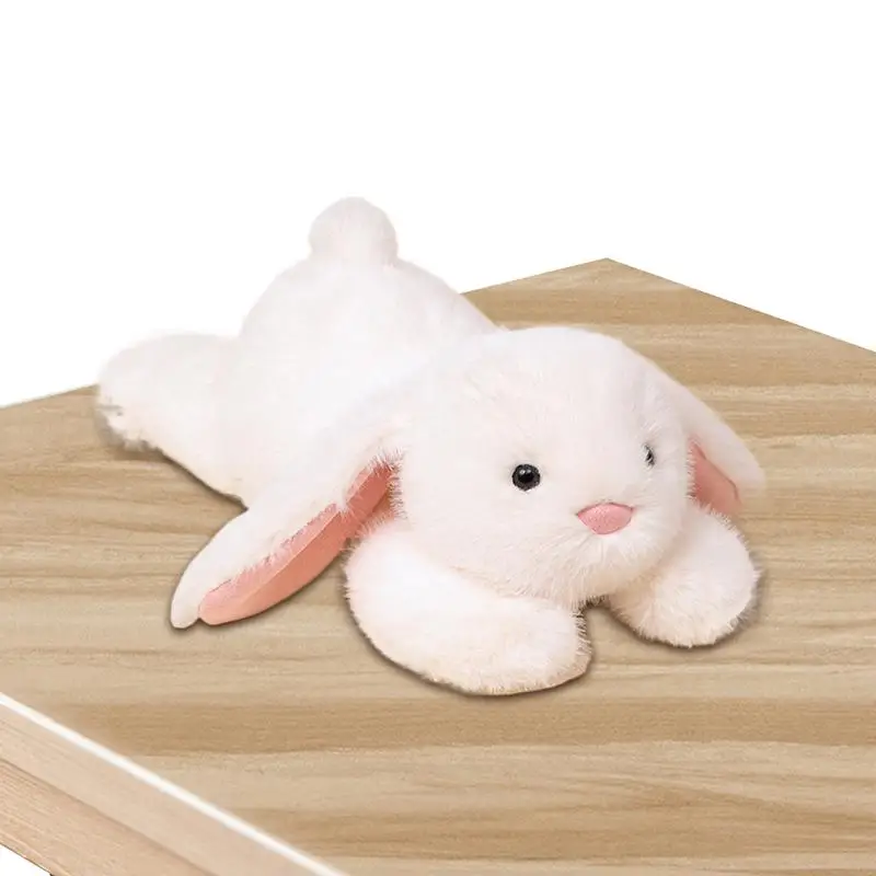 Plush Lying Rabbit Huggable Bunny Plush With Floppy Ears Cute Realistic Cuddly Animals Collection For Study Room Living Room