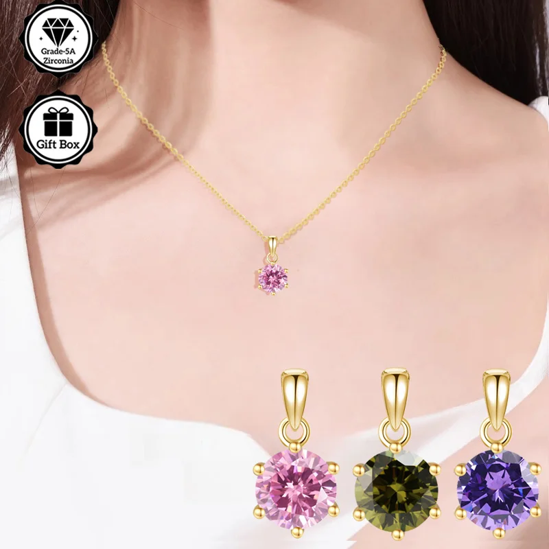 

LAMVOICE christmas gift, high quality gift, 1 carat zirconia necklace, S925 sterling silver necklace,Jewelry for women