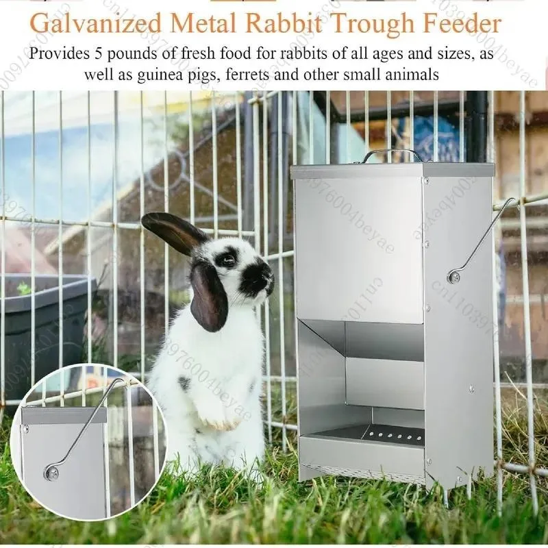 New rabbit feeder, courtyard garden rainproof covered metal rabbit feeding device