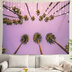Palm Trees Tapestry,Los Angeles California Beach At Sunset Wall Hanging Tapestry Psychedelic Decoration Bedroom Living Room Dorm