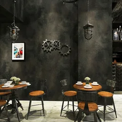 Black Vintage PVC Wall Paper Vinyl Concrete Wall Effect Wallpaper Retro Plain Texture Bedroom Living Room Background Home Decor
