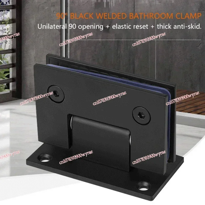 Shower Door Hinge 90 Degree Wall To Glass Stainless Steel Bathroom Shower Glass Door Hinge Clamp Black Suitable 8-12 Mm Glass XD