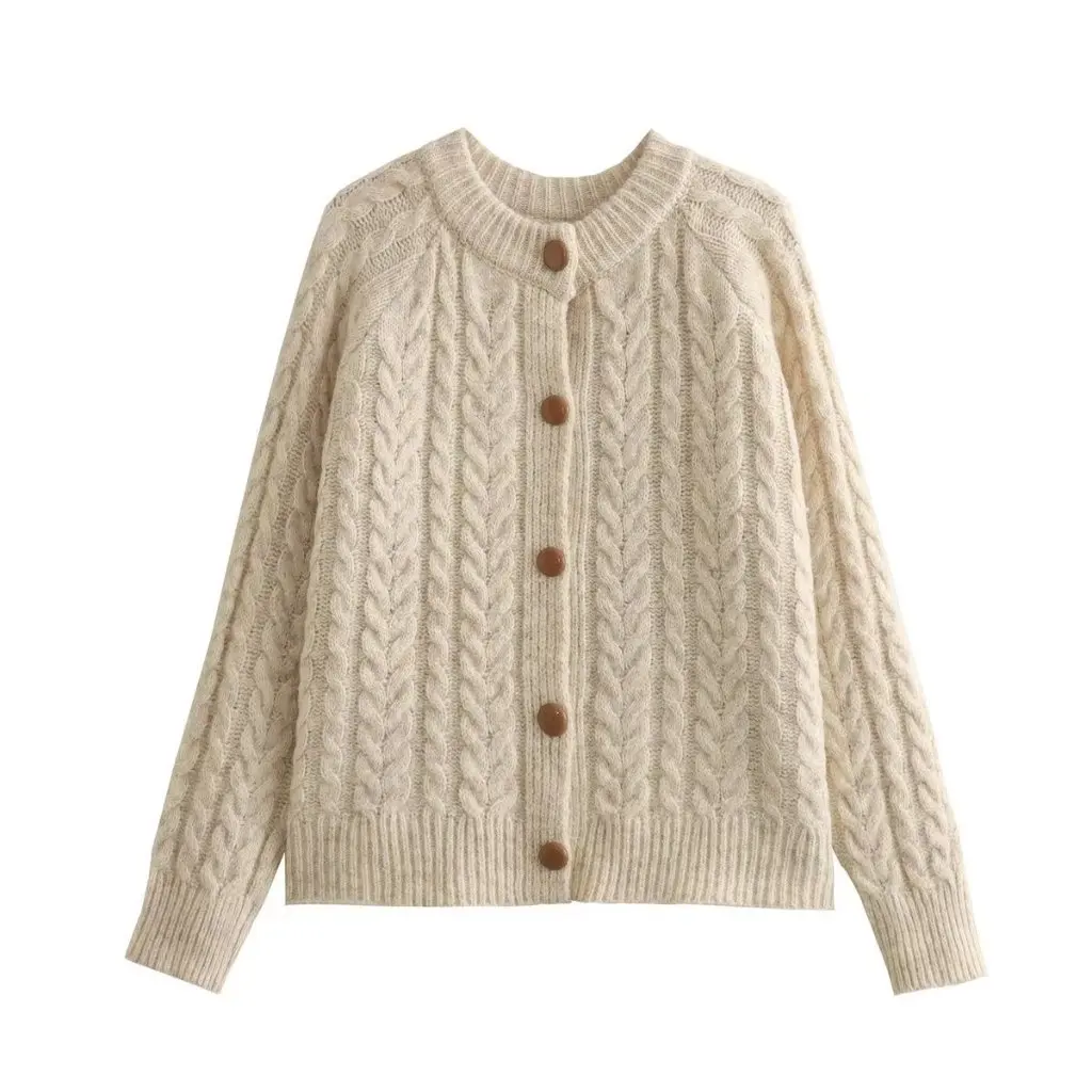 

Women's Vintage Twist Sweater Coat European American Style Loose Thick Knitted Cardigan Autumn Winter Lazy Style Fashion